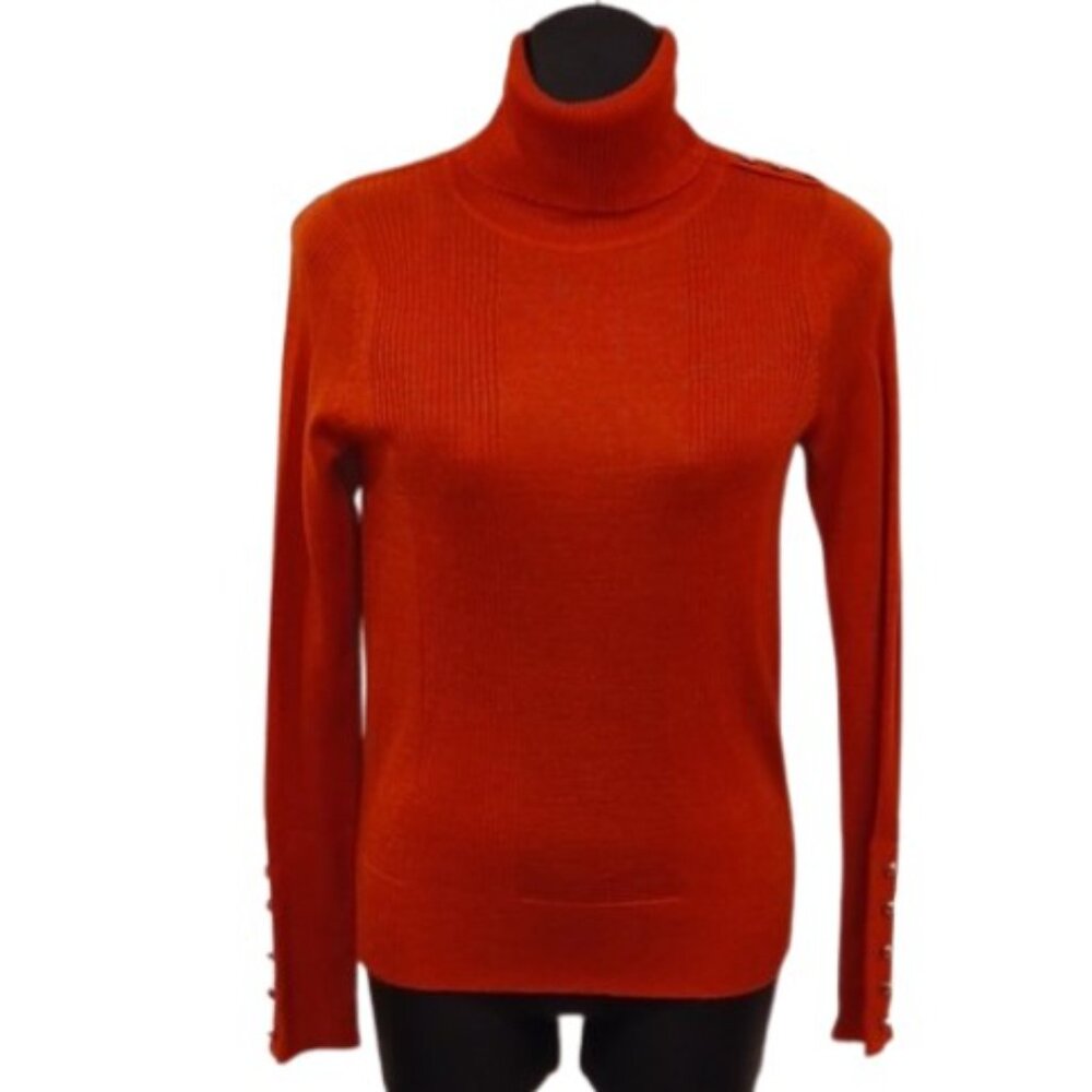 Vertigo Paris "Russet" Wool Blend Fine Knit Turtleneck Sweater- Sz. Sm